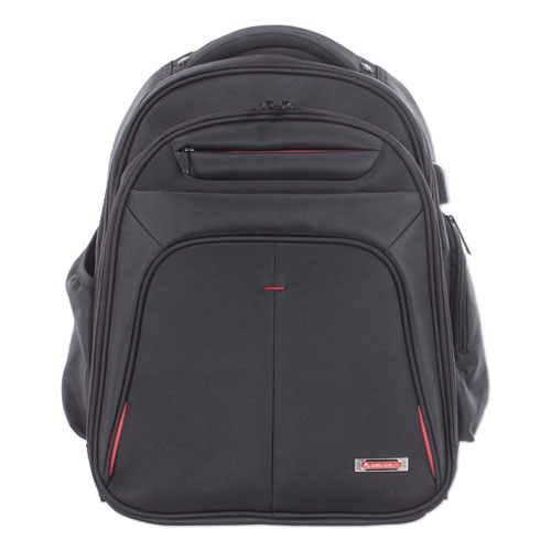 PURPOSE 2 SECTION BUSINESS BACKPACK, LAPTOPS 15.6", 8.5" X 8.5" X 19.5", BLACK