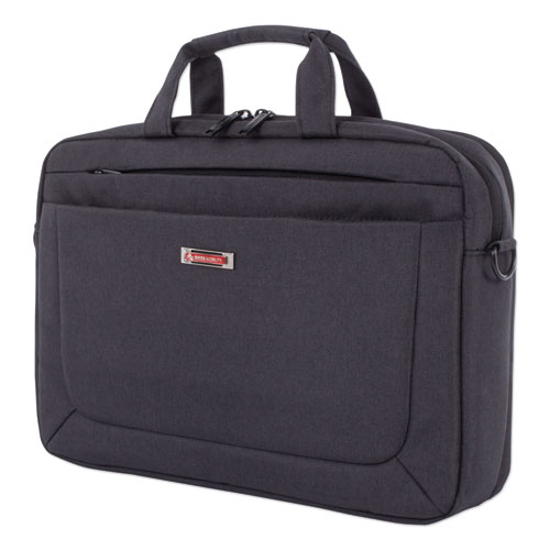 Swiss Mobility Cadence 2 Section Briefcase, Holds Laptops 15.6", 4.5" x 4.5" x 16", Charcoal