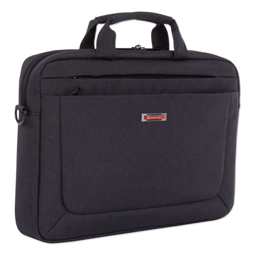Swiss Mobility Cadence Slim Briefcase, Holds Laptops 15.6", 3.5" x 3.5" x 16", Charcoal