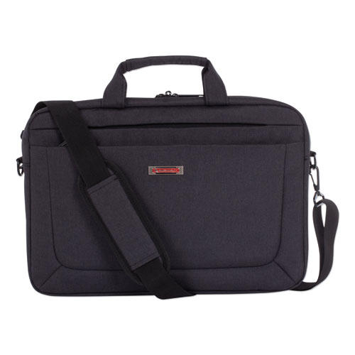 Image of Swiss Mobility Cadence Slim Briefcase, Fits Devices Up To 15.6", Polyester, 3.5 X 3.5 X 16, Charcoal