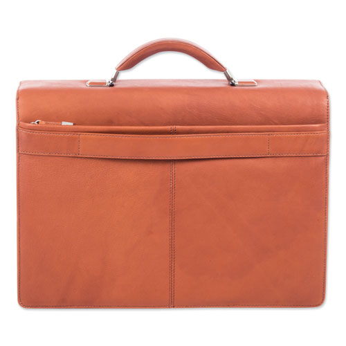 Milestone Briefcase, Holds Laptops 15.6", 5" x 5" x 12", Cognac