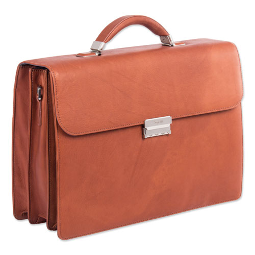 Swiss Mobility Milestone Briefcase, Fits Devices Up to 15.6", Leather, 5 x 5 x 12, Cognac