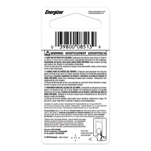 Image of Energizer® 2450 Lithium Coin Battery, 3 V