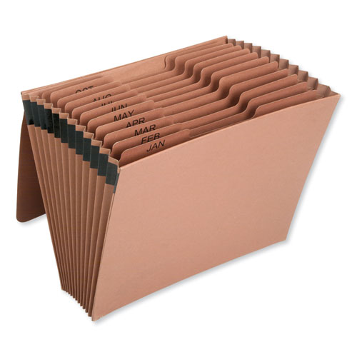 7530016819290 SKILCRAFT Expanding File with Flap, Jan-Dec, 9" Expansion, 12 Sections, 1/3-Cut Tabs, Letter Size, Brown