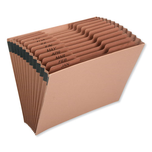 7530016819290 SKILCRAFT Expanding File, Jan-Dec, 9" Expansion, 12 Sections, 1/12-Cut Tabs, Letter Size, Brown