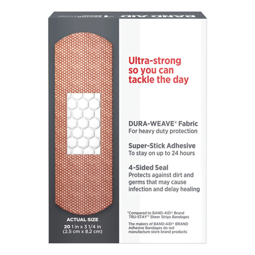 Flexible Fabric Adhesive Tough Strip Bandages, 1" x 3.25", 20/Box