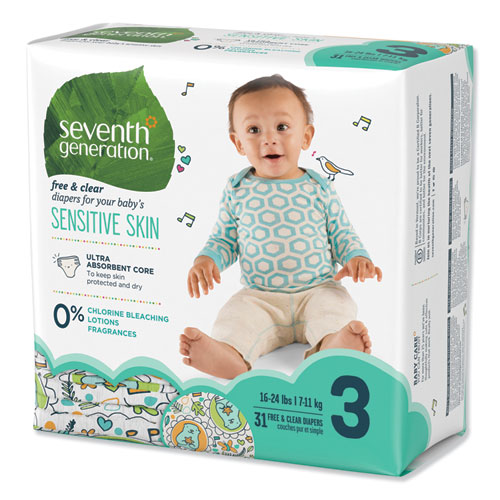 Image of Free and Clear Baby Diapers, Size 3, 16 lbs to 24 lbs, 124/Carton
