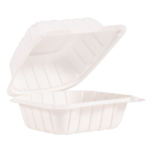 HINGED LID CONTAINERS, 6" X 6.3" X 3.3", WHITE, 400/CARTON