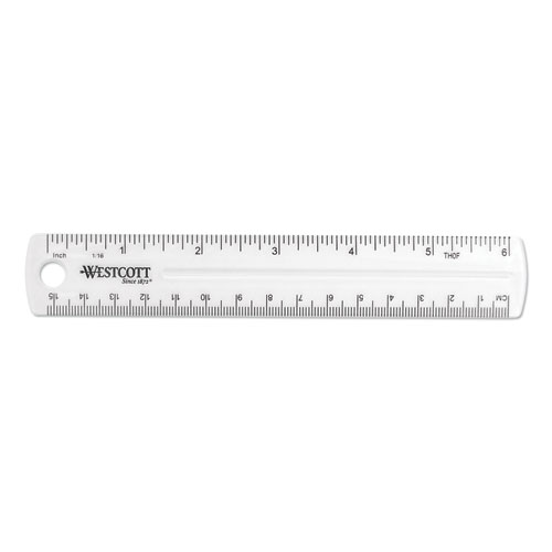 Westcott Stainless Steel Office Ruler with Non Slip Cork Base, 15