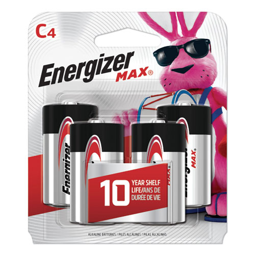 MAX Alkaline C Batteries, 1.5 V, 4/Pack