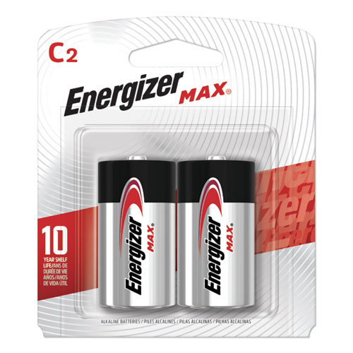 MAX Alkaline C Batteries, 1.5 V, 2/Pack