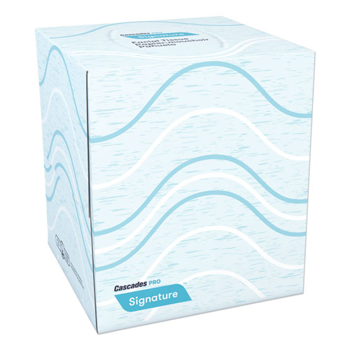 Cascades PRO Signature Facial Tissue, 2-Ply, White, Cube, 90 Sheets/Box, 36 Boxes/Carton