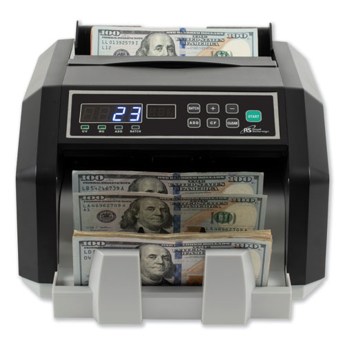Royal Sovereign Back Load Bill Counter with Counterfeit Detection, 1,400 Bills/min, 12.24 x 10.16 x 7.01, Black/Silver