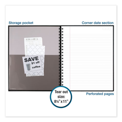 Image of Cambridge® Limited Hardbound Notebook With Pocket, 1-Subject, Wide/Legal Rule, Black Cover, (96) 11 X 8.5 Sheets
