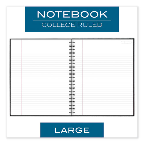 Hardbound Notebook w/ Pocket, 1 Subject, Wide/Legal Rule, Black Cover, 11 x 8.5, 96 Sheets