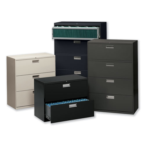 Image of Hon® Brigade 600 Series Lateral File, 2 Legal/Letter-Size File Drawers, Black, 36" X 18" X 28"
