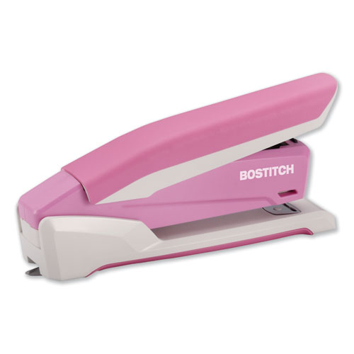 Image of InCourage Spring-Powered Desktop Stapler with Antimicrobial Protection, 20-Sheet Capacity, Pink/Gray