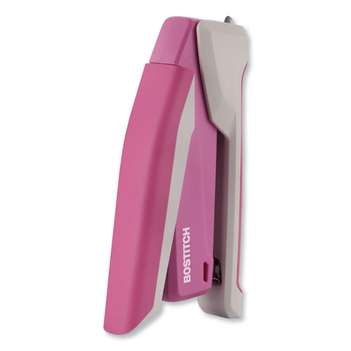 INCOURAGE SPRING-POWERED DESKTOP STAPLER, 20-SHEET CAPACITY, PINK/WHITE