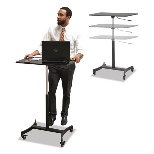 VCTDC500 - Gives you the ergonomic benefits of a sit to stand desk plus the mobility of a cart. Wherever you need to go, your desk can follow. Rising to 44" and lowering to 29", the standard sitting height, is the perfect ergonomic solution to your adjustable desk needs. The large work surface can accommodate a computer, keyboard and desktop necessities such as files, notes, calculator, or phone. This multi-functional table can be used in multiple settings, including office, classroom, production set, crafting, workshop, warehouse, flea market, lectern, healthcare, and any other application where mobility and variable height adjustment helps get the job done. Series Name: Victor® DC500 High Rise™ Collection; Worksurface/Base Color: Black; Color Family: Black; Worksurface Shape: Rectangular. 