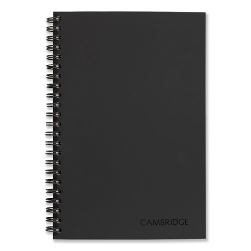 Cambridge® Wirebound Business Notebook, 1-Subject, Wide/Legal Rule, Black Linen Cover, (80) 8 X 5 Sheets