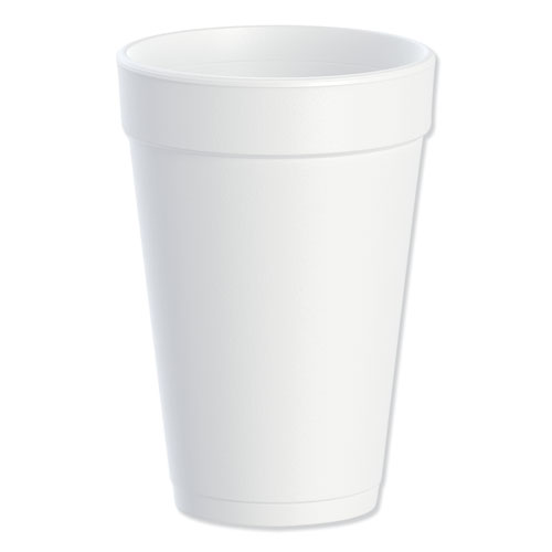 Foam Drink Cups, 16oz, White, 25/Bag, 40 Bags/Carton | by Plexsupply