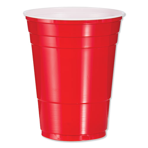 SOLO Party Plastic Cold Drink Cups, 16 oz, Red, 50/Pack