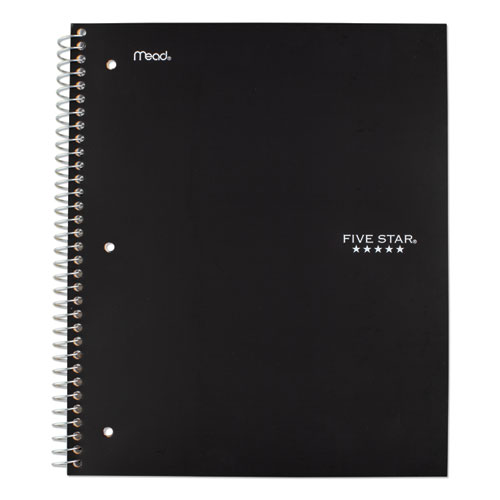 Five Star® Wirebound Notebook with Two Pockets, 1-Subject, Medium/College Rule, Black Cover, (100) 11 x 8.5 Sheets
