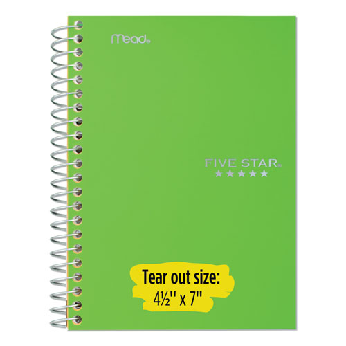 Image of Five Star® Wirebound Notebook With Two Pockets, 1-Subject, Medium/College Rule, Green Cover, (100) 11 X 8.5 Sheets