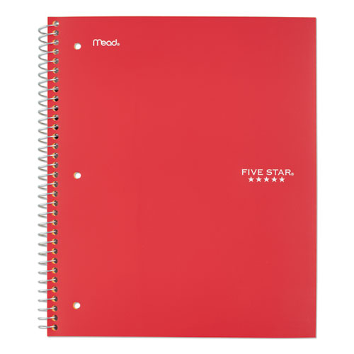 Wirebound Notebook, 1 Subject, Medium/College Rule, Red Cover, 11 x 8.5, 100 Sheets
