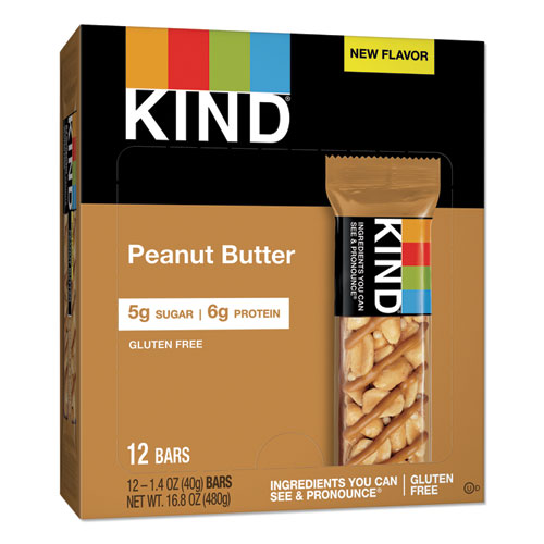 Nuts and Spices Bar, Peanut Butter, 1.4 oz, 12/Pack