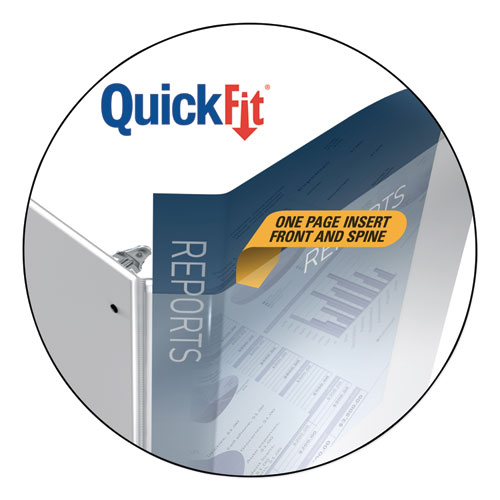QUICKFIT ROUND-RING VIEW BINDER, 3 RINGS, 1" CAPACITY, 11 X 8.5, WHITE