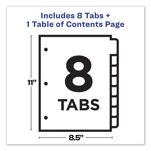 Image of Customizable TOC Ready Index Black and White Dividers, 8-Tab, 1 to 8, 11 x 8.5, 1 Set