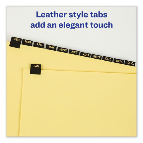 Image of Avery® Preprinted Red Leather Tab Dividers With Clear Reinforced Edge, 12-Tab, Jan. To Dec., 11 X 8.5, Buff, 1 Set