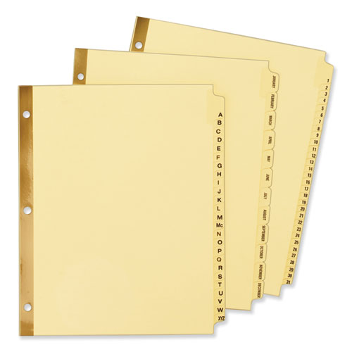 Image of Preprinted Laminated Tab Dividers with Gold Reinforced Binding Edge, 31-Tab, 1 to 31, 11 x 8.5, Buff, 1 Set