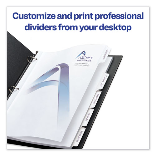 Customizable Print-On Dividers, Letter, 5-Tabs/Set, 25 Sets/Pack