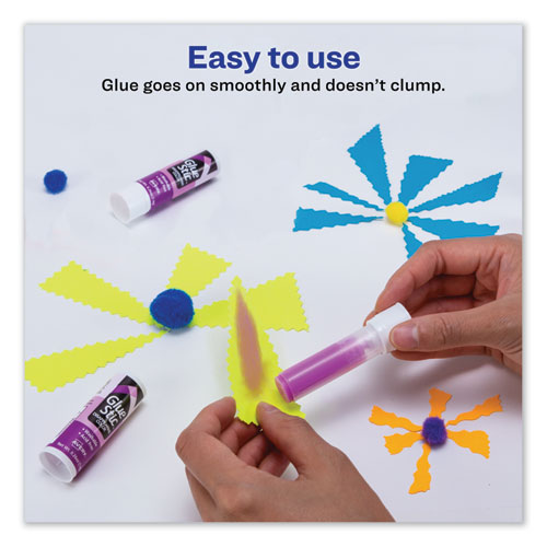 Image of Avery® Permanent Glue Stic Value Pack, 0.26 Oz, Applies Purple, Dries Clear, 18/Pack