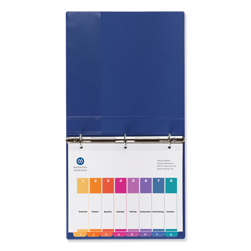 Image of Customizable TOC Ready Index Multicolor Tab Dividers, 8-Tab, 1 to 8, 11 x 8.5, White, Traditional Color Tabs, 1 Set