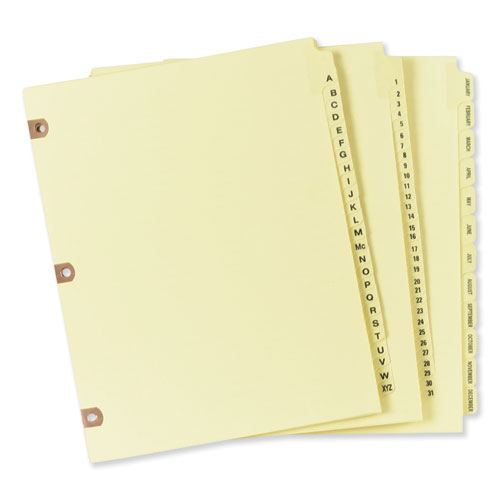 Image of Preprinted Laminated Tab Dividers with Copper Reinforced Holes, 12-Tab, Jan. to Dec., 11 x 8.5, Buff, 1 Set