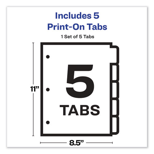 Customizable Print-On Dividers, 5-Tab, Letter