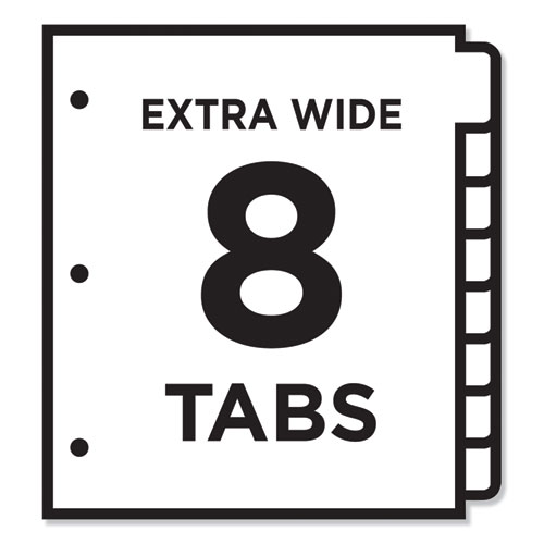 Image of Customizable TOC Ready Index Multicolor Tab Dividers, Extra Wide Tabs, 8-Tab, 1 to 8, 11 x 9.25, White, 1 Set