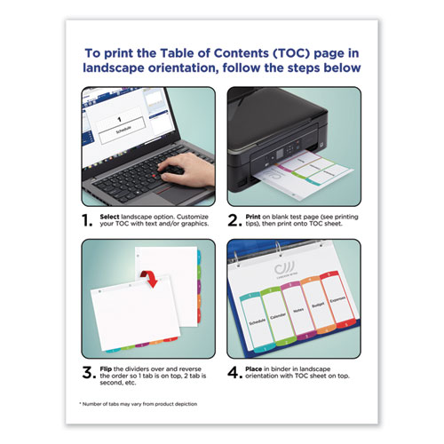Customizable TOC Ready Index Multicolor Tab Dividers, 15-Tab, 1 to 15, 11 x 8.5, White, Contemporary Color Tabs, 1 Set