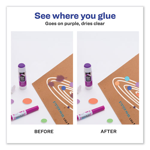 Image of Avery® Permanent Glue Stic Value Pack, 1.27 Oz, Applies Purple, Dries Clear, 6/Pack