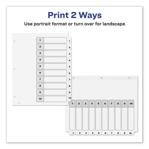 Image of Avery® Customizable Toc Ready Index Black And White Dividers, 10-Tab, 1 To 10, 11 X 8.5, 1 Set