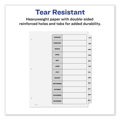 Image of Customizable TOC Ready Index Black and White Dividers, 12-Tab, Jan. to Dec., 11 x 8.5, 1 Set