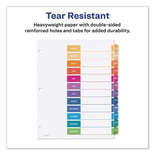 Image of Avery® Customizable Toc Ready Index Multicolor Tab Dividers, 12-Tab, Jan. To Dec., 11 X 8.5, White, Traditional Color Tabs, 1 Set