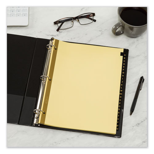 Image of Avery® Preprinted Black Leather Tab Dividers W/Gold Reinforced Edge, 25-Tab, A To Z, 11 X 8.5, Buff, 1 Set
