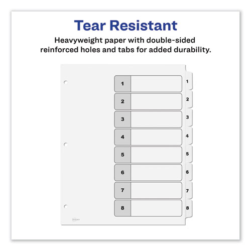 Image of Customizable TOC Ready Index Black and White Dividers, 8-Tab, 1 to 8, 11 x 8.5, 1 Set