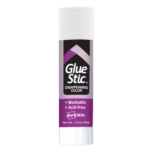 Avery® Permanent Glue Stic, 1.27 oz, Applies Purple, Dries Clear