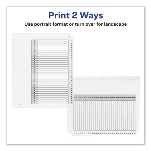 Image of Avery® Customizable Toc Ready Index Black And White Dividers, 31-Tab, 1 To 31, 11 X 8.5, 1 Set
