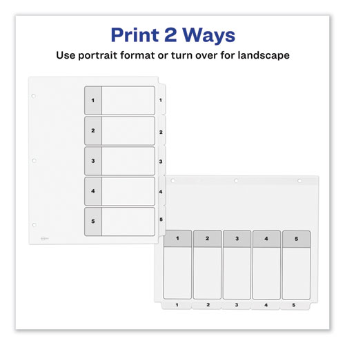 Image of Avery® Customizable Toc Ready Index Black And White Dividers, 5-Tab, 1 To 5, 11 X 8.5, 1 Set